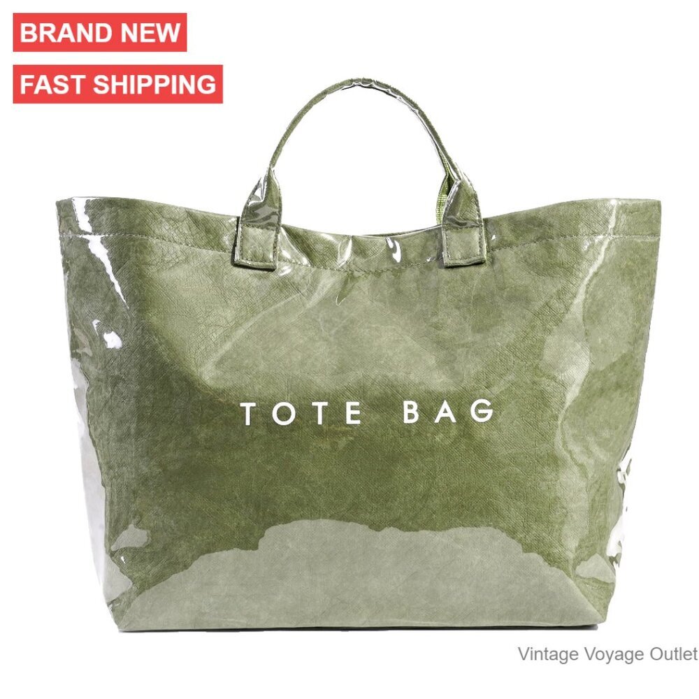 Large PVC Tote Bag with Letter Print, Waterproof Hobo Handbag for Work Beach